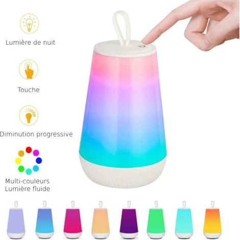 Veilleuse Led Multi-Couleur Lampe de Chevet Tactile Veilleuse Portable Lumière de Nuit,Alimentation par usb pour Salon Camping (1/4)