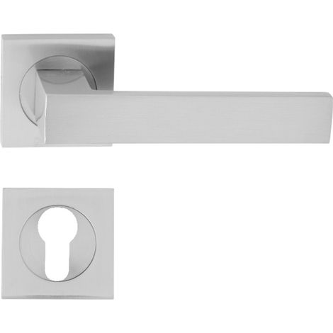 DOMINO Poignée de porte QUBIK-QR M6 PZ Poignée avec plaque PZ pour cylindre profilé Chromé brillant