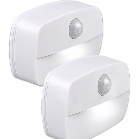Lot de 2 Veilleuse LED, Veilleuse Detecteur de Mouvement, Applique Murale, Lampes de Placard Détecteur de Mouvement, Lumières Sûres pour Escaliers, Couloir, Salle de Bain, Cuisine, Armoire