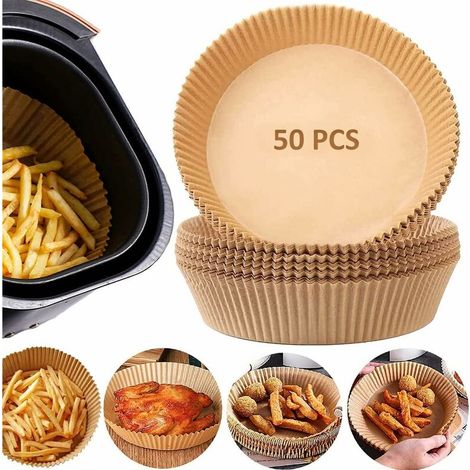 Cuisson pour Friteuse Sans Huile,Papier Cuisson Patisserie,50 Pièces Papier Cuisson Air Fryer, Papier Sulfurisé pour Friteuse Sans Huiles(6,3) (1/5)