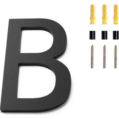 Placa de número de puerta moderna de acero inoxidable cepillado – 152 mm (6 pulgadas) de alto, acero inoxidable negro macizo (letra B) (1/5)