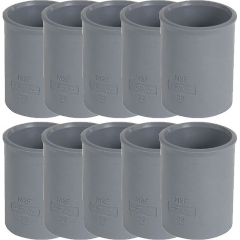 10 manchons en PVC pour l'évacuation Ø32 - Femelle Femelle - Nicoll (1/3)