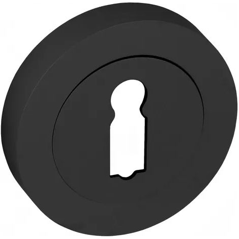 Plaque de porte ronde Domino 950 avec clé, noir mat