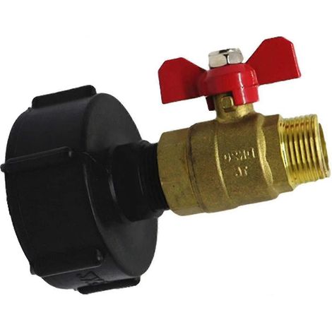 Adaptateur de réservoir LM IBC S60x6, robinet en laiton, raccord de tuyau, adaptateur pour fût de 1 tonne pour récupérateurs d'eau de pluie, raccord de sortie DAN (1/5)