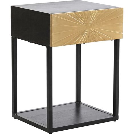 Mesita de noche - Metal y madera - Dorado - 35 x 40 x 55 cm (1/5)