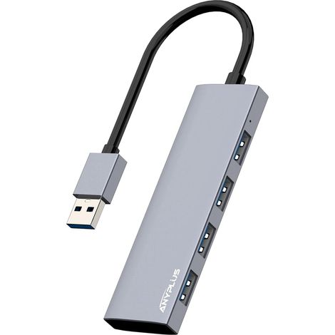 Hub USB 3.0 en Alliage d'aluminium Ultra Fin, répartiteur USB Portable à 4 Ports, hub USB pour Ordinateur Portable, PC, MacBook, iMac, Surface Pro, Mac Pro, clé USB, XPS Gris (1/5)