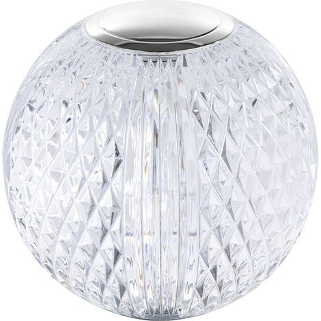 Visconte Tutti Table Lamp Cut Glass Globe Base Chargeable LED Light - Chrome (1/5)