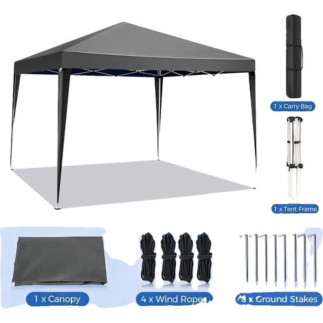 Abri de jardin, Hauteur réglable, Protection UV, Gris-3x3Mètre (1/2)