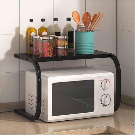 Étagère de cuisine en L double étage, modèle basique renforcé grand format pour four et pots à épices (1/4)