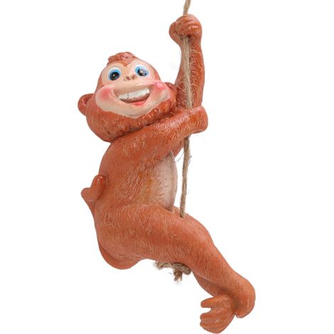 Statuette Singe Balançoire Résine Peinte Main Sculpture Animal Décor Jardin (1/5)