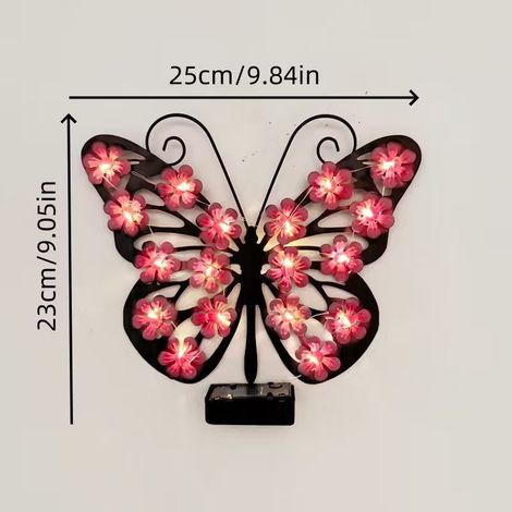 Lampe murale solaire papillon rose LED, éclairage extérieur étanche, décoration jardin villa cour pelouse (1/4)
