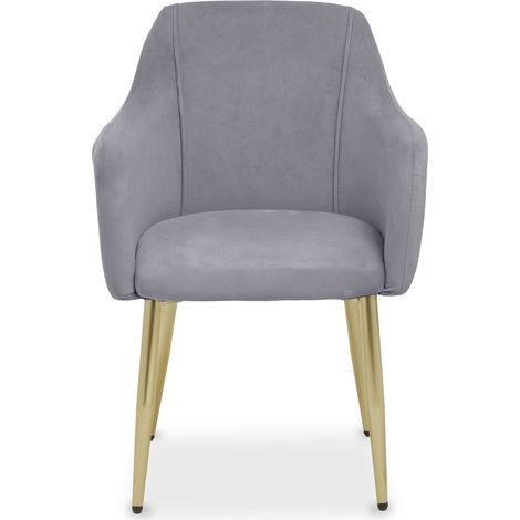 Interiors by Premier Grey Velvet Dining Chair, Mid-Century Modern Velvet Dining Chair, Stylish Grey and Gold Dining Chair (1/5)