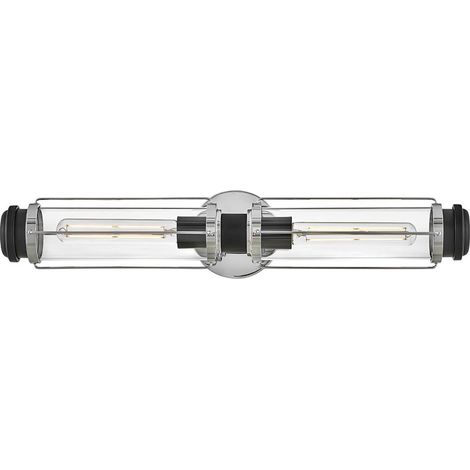 Elstead Masthead Applique murale d'extérieur 2 lumières Chrome poli et noir IP44 (1/5)