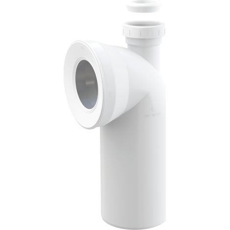 Raccordo per vaso WC a pavimento, gomito a 90° con raccordo DN 40/50, DN 110, lunghezza 230 mm, PP, bianco (1/2)