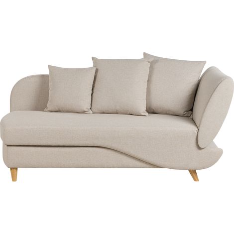 Chaise longue de tela con cojines espacio de almacenamiento derecho beige Meri II (1/5)