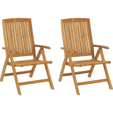 Sedie da Giardino Reclinabili 2 pz in Legno Massello di Teak vidaXL (1/5)
