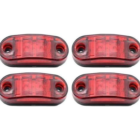4pcs LED Side Sign Light 12V/24V Front and Rear Waterproof Indicator Lamp Position Sidelight for Caravan, Van, Truck, Trailer, Car, Bus Boat, Red