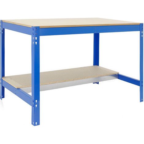 Simonrack Kit Simonwork Bt0 Arbeitstisch blau und Holz 842x1510 mm
