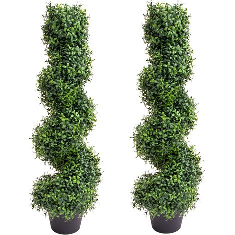Arbres topiaires spirales artificiels en buis réalistes – Lot de 2 plantes vertes décoratives en pot, résistantes UV – Pour intérieur, supplémentaireérieur, entrée ou jardin (1/5)