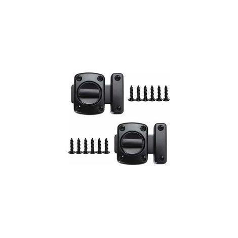 Noir 2 PiècesLoquet Loquet de Porte Sécurité Rotatif Serrure Verrou Porte Loquet porte en Alliage de zinc Verrous Loquet Crochet avec 12 Vis,pour Porte Salle de Bains Chambre Toilette