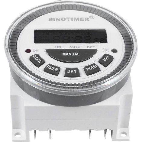 SINOTIMER TM-619H-2 7-Tage/Woche programmierbarer digitaler Timer (230 V AC) mit Lichtschalter und Staubschutzkappe. 220-V-Ausgang. (1/5)