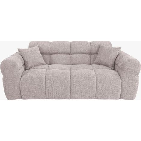 CARMELA Canapé 3 places en tissu bouclette beige (1/5)