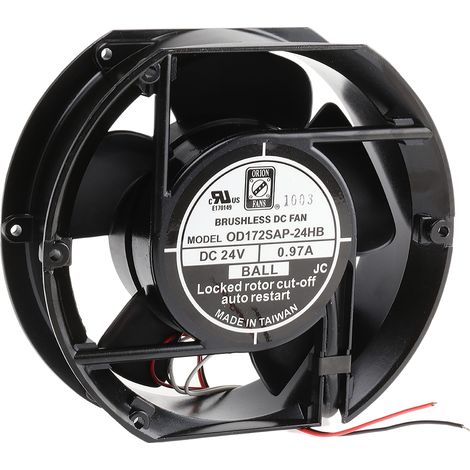 Ventilateur axial RS PRO 24 V dc, 399.3m³/h, 172 x 150mm, 23.3W, Dia. 172mm ( Prix pour 1 )