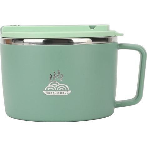 Bols à nouilles avec baguettes et cuillère-fourchette 1200 ml, acier inoxydable 304, bol portable pour ramen avec couvercle pour bureau (1/5)