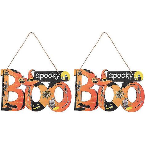 Lot de 2 pendentifs en bois pour Halloween, à offrir en cadeau. (1/3)