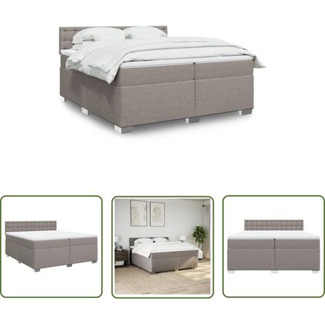 The Living Store Boxspringbett mit Matratze Taupe 200x200 cm Stoff - Boxspringbett - Doppelbett - Bettsystem - Schlafsofa - Polsterbett (1/5)