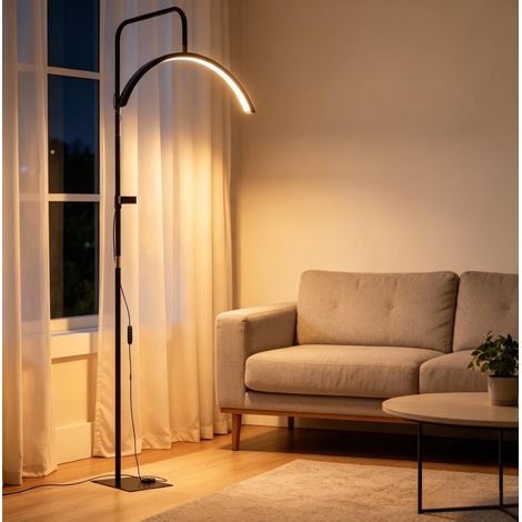 LED Halbmond Leuchte 350° drehbar, 36W dimmbare Stehlampe mit 7 Farbtemperaturen für Salon (1/5)