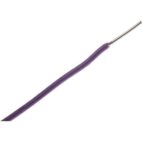 Fil de câblage à gaine PTFE RS PRO, 0,22 mm², 24 AWG, 200°C max, PTFE Violet, 100m ( Prix pour Bobine de 100 Mètres )