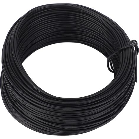 Fil de fer électro-galvanisé 0,9 mm, 40 m, rond, robuste et flexible, revêtu de PVC, noir. (1/5)