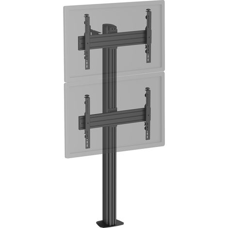 Support TV sur pied - 2 écrans 40''-65'' Hauteur 175cm à visser noir (1/3)
