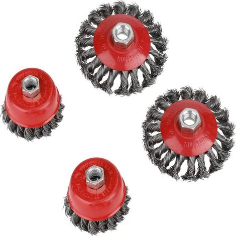Brosse Métallique - M14 - 75 mm et 105 mm - Pour Meuleuse D'angle - Dérouillage Nettoyage Peinture Corrosion - 4 Pièces (1/5)