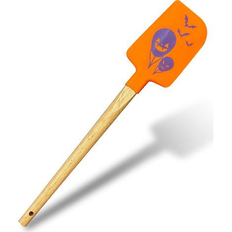 Zenker Spatola Leccapentole da cucina con decorazione Halloween, materiale parte funzionale in silicone e manico ergonomico in legno, dimensioni 28 x 6 cm (1/5)