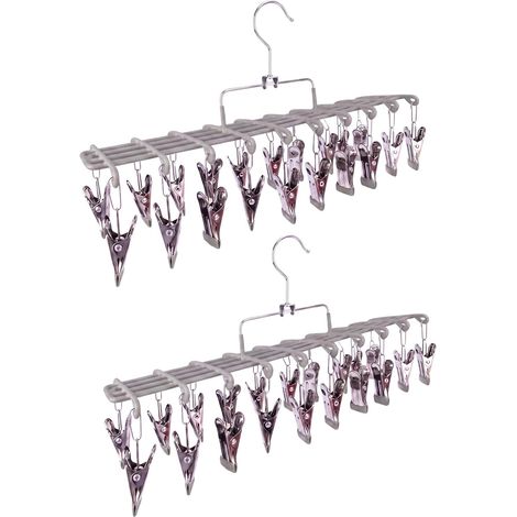 Lot de 2 cintres à chaussettes pour le séchage, les sous-vêtements avec 20 (1/5)