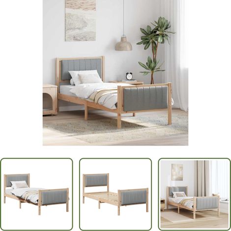 Plattformbett - Bettgestell Braun und hellgrau 80 x 200 cm Massivholz Kiefer (1/5)