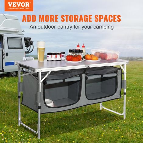 Cuisine de Camping 120x47x70 cm Armoire de Camping Pliable Structure en Alu Grand Comptoir Meuble de Cuisine Hauteur Réglable 2 Com… (1/5)