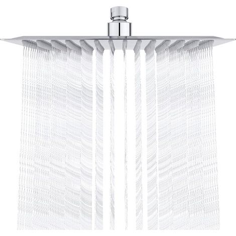 Soffione doccia quadrato in acciaio inox a pioggia, 25 cm, elegantemente cromato. (1/5)