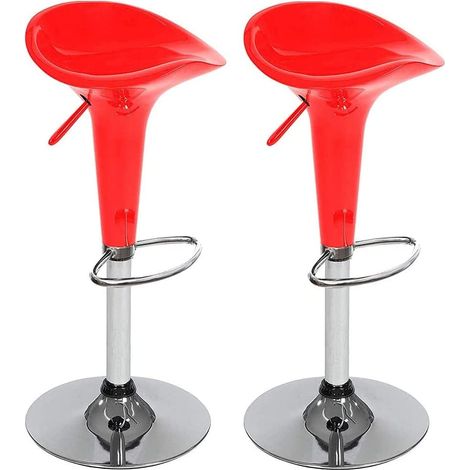 Set 2 Sgabelli Cucina Regolabile Acciaio e ABS Sgabello Girevole Rosso Casa Bar (1/5)
