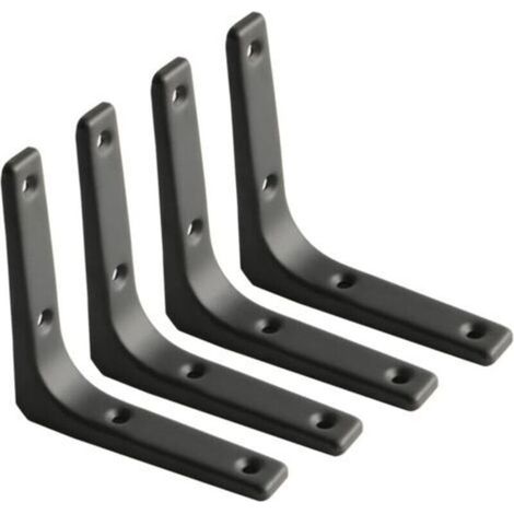 4 Stück Wandregalwinkel, Metallwinkel Mattschwarz, Regalhalterung Metall für Küchendeko, Schwerlastwinkel, 100mm100mm - Wandregal