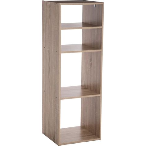 Meuble Étagère 4 cases de rangement effet bois naturel H 100.5 cm - Five (1/3)