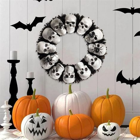 Guirlande Squelette Halloween - Pour Porte Extérieure ou Mur - Décoration Automne Thanksgiving - En Plastique et Mousse - 1 Pièce (1/5)
