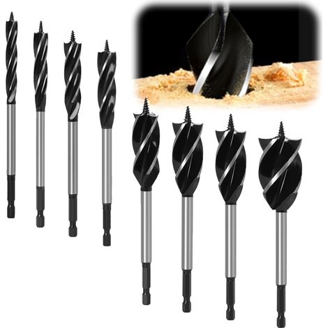 Ensemble de 8 forets à bois professionnels - Ensemble de forets à bois comprenant des diamètres de 10 mm, 16 mm, 18 mm, 20 mm, 22 mm, 25 mm, 32 mm et 35 mm.