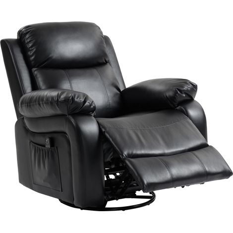 Massagesessel mit 8 Vibrationsköpfen, Relaxsessel, verstellbare Rückenlehne + Fußstütze, Schwarz (1/5)