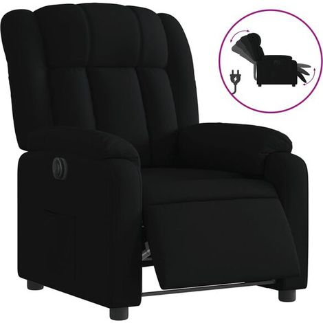 Chaise électrique inclinable en tissu noir – Fauteuil relax réclinable avec contrôle manuel, support lombaire ajustable et repose-pieds escamotable – Pour seniors et personnes à mobilité réduite (1/5)