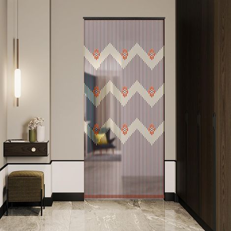 Rideau de porte à fils - Multicolore - 90 x 195 cm - En bois de bambou - Décoration pour vérandas, couloirs, entrées de chambre (nombre de chaînes de perles 60) (1/5)