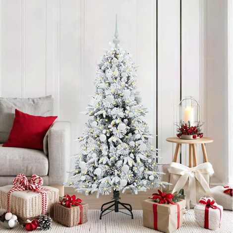 Künstlicher klappbarer Weihnachtsbaum Weiß 150 cm PE und PVC