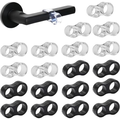 Lot de 20 protections de poignée de porte en PVC transparent et noir pour protéger les murs et arrêter les dommages au mur pour poignée de porte de salle de bain, bureau (1/5)